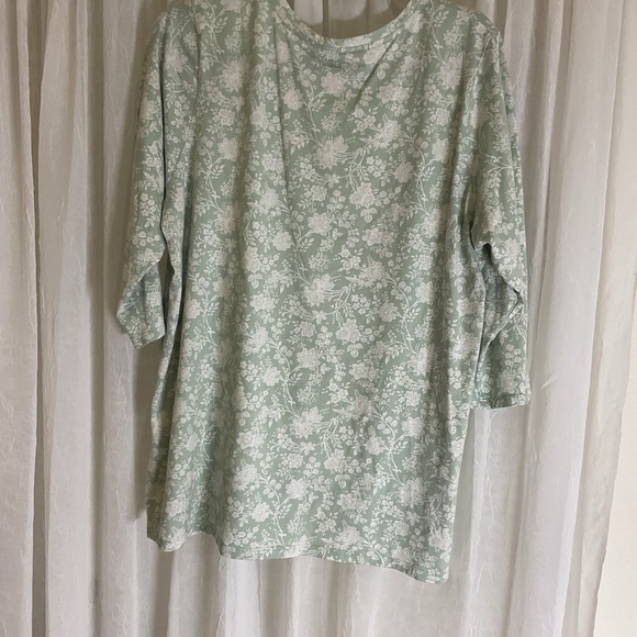 Lands' End Mint Green Floral 3/4 Sleeve Tunic Top - Picture 2 of 6
